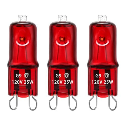 Reptile Heat Lamp G9 Bulb 25W 120V 2 Pin 3 Pack Base Light Bulb Replacement Dimmable Warm Red - color: Bulb 25w Red