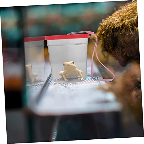 VANZACK 1pc Reptile Feeding Box Insect Cup for Mini Turtles Betta Fish and Jellyfish Lightweight Safe Ventilation Lid