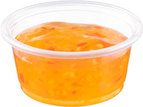 Crystal Ware Disposable 2oz. Plastic Portion Cups Without Lids, Condiment Cup, Jello Shot, Soufflé Portion, Sampling Cup, 100 Cups Clear (100 Cups, 2oz.)