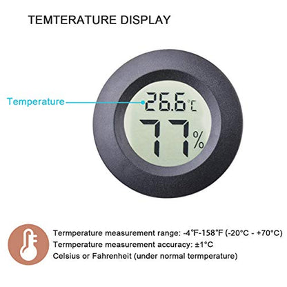 2pcs Mini Hygrometer Thermometer Indoor Outdoor Round Humidity Meter | 3D Printer Temperature Gauge Humidity Sensor Fahrenheit Switchable Celsius Monitor for Reptile Jars