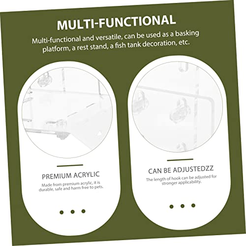 GALPADA Acrylic Turtle Basking Platform Wall Hooks Tortoise Floating Dock for Reptiles Climbing Ramp for Turtle Tanks - size: 17.5X15.5X12CM