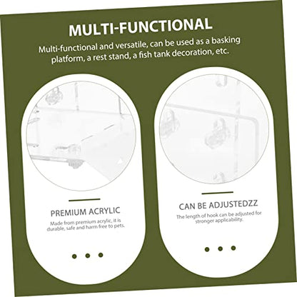 GALPADA Acrylic Turtle Basking Platform Wall Hooks Tortoise Floating Dock for Reptiles Climbing Ramp for Turtle Tanks - size: 17.5X15.5X12CM