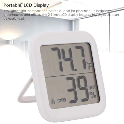Digital Thermometer Hygrometer Accurate LCD Display Indoor Temperature Humidity Meter for Home Office Greenhouse ABS Black 2.68x2.93x0.59in