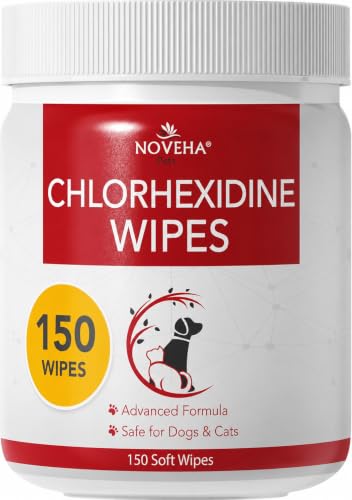 NOVEHA Pet Wipes - Formulated Pet Wipes - for Facial and Finger Folds, Underarms - 3" x 2" Size (150 Counts) - size: 150 Topical Wipes