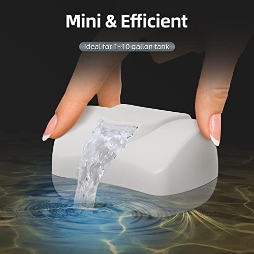 Turtle Filter, Low Water Level Aquarium Filter | Ultra Quiet, 0.6" Min Water Level, 80 GPH, Frog & Reptile Tank, 4W Energy Saving - size: 0.6 inch