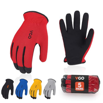Vgo... 5Pairs Versatile Work Gloves,Gardening Gloves,Light Duty (AL8736) | synthetic leather,elastic,washable,dexterity,construction,planting,weeding,landscaping,farm,outdoor,light duty work - size: X-Large