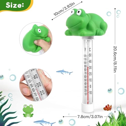 Floating Pool Thermometer, Large Display with String Easy to Read, Shatter Resistant, Water Temperature Thermometer for Outdoor & Indoor Swimming Pools, Spas, Hot Tubs,Ice Bath & Aquariums (Frog) - color: Green