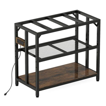 40 Gallon Metal Aquarium Fish Tank Stand, Rustic Brown | Built in power outlets adjustable shelf 660LBS load bearing fits turtle reptile terrarium breeder tank home office use - color: Rustic Brown