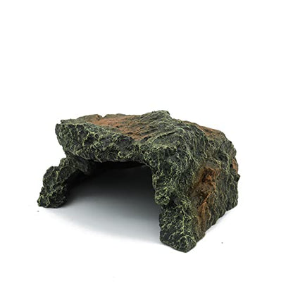 JIHAQUA Reptile Rock Hide Cave Aquarium Habitat Decor Tortoise Hideout | For Lizards, Turtles, Reptiles, Amphibians, Fish