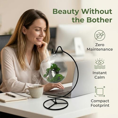 DIY Glass Globe Terrarium-Style Decor Kit, 11-Piece Mini Micro Landscape Ornament Set for Desk, Home & Office - Thoughtful Indoor Gift for Home & Office Decor