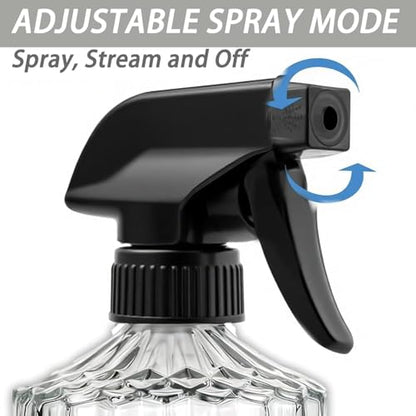 Clear Glass Handheld Spray Bottle, 2pack | 15oz Refillable Adjustable Nozzle Spray Bottle, Multi-Use Mist Sprayer for Plants, Hair, Cleaning, Gardening and Pet Care - color: Clear