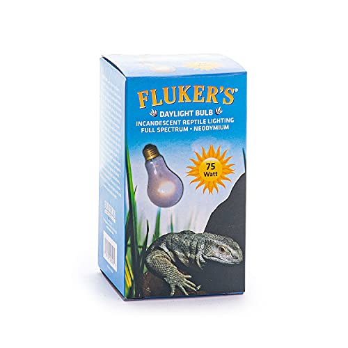 Fluker's Incandescent Reptile Lighting, Full Spectrum Daylight Bulb for Reptiles, Made with Neodymium, Provides Infrared Light, 75-Watt - size: 75 Watts