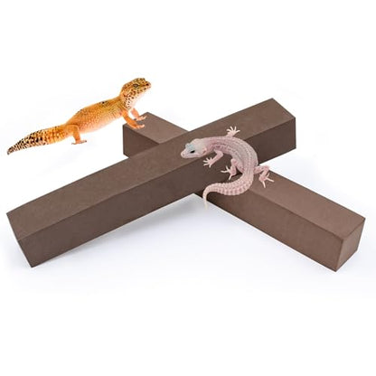 2-Pack Adjustable Reptile Climbing Branches – Brown Compressed Foam Strips for Tree Frogs, Geckos & Small Arboreal Pets | Naturalistic Habitat Decor
