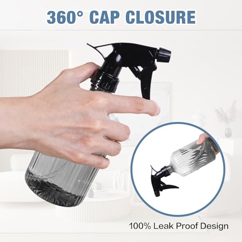 2 Pcs Spray Bottles, 18 oz Empty Water Spray Bottles, Plastic Reusable Adjustable Mist Sprayer Squirt Bottles Containers Refillable for Cleaning Solutions, Gardening, Plants