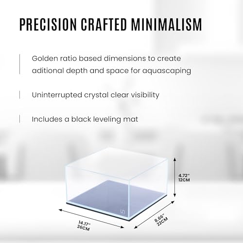 Ultum Nature Systems Ultra Clear Rimless Aquarium - Low Iron Glass Fish Tank with 45° Mitered Edges, 5mm-12mm Thick, Leveling Mat Included (5S, Shallow, 2 Gallon) - size: [5S] - 2.5 Gal - 14.17 x 8.66 x 4.72 in
