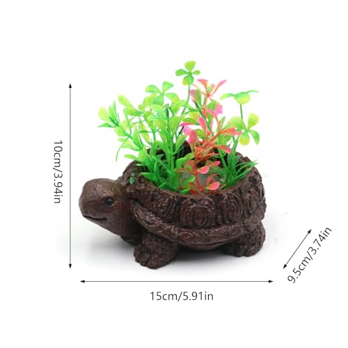 Turtles Tree Statue Aquarium Decor, Artificial Bubble Stone Landscape for Shrimp Tanks & Terrarium Resin Turtles Oxygen Pumps Ornament Resin Fish Tanks Bubbler Decors
