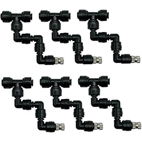 Mister for Reptile Tank, 6PCS Adjustable Misting Nozzles, 360° Reptile Mister Spray Nozzle, Quick Connect Plastic Terrarium Mister Nozzle for Greenhouse