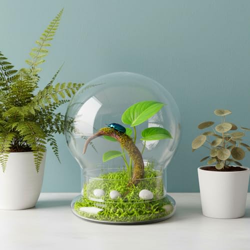 2 Pack Round Glass Cloche Domes with Air Hole and Base, 4.6 X 6.6 Inches Clear Terrarium Planter, Cloche Planters, Terrarium Bell Jar, Humidity Dome for Plants, Borosilicate Glass