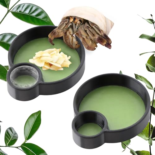 2 Pcs Hermit Crab Food Bowl Round Water Bowl Feeding Dish for Hermit Crab Snail Millipede Small Reptiles