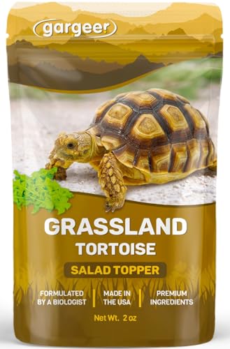 Gargeer 2oz Grassland Tortoise Salad Topper. Enhanced Appetite, USA Made | Timothy hay & orchard grass topper with flowers! Chamomile, rosebuds & dandelion ignite appetite in grassland tortoises - size: 2 Ounce (Pack of 1)