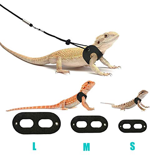 4 PCS Adjustable Bearded Dragon Harness and Leash, 2 Style 3 Size Adjustable Reptile Lizard Leash, 2 PCS Feeding Tweezers for Lizard Reptiles Amphibians Small Pet Animals