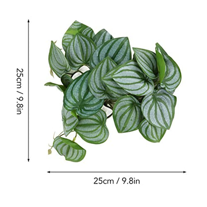 Artificial Reptile Plants with Suction Cups, Watermelon Leaves & Vines for Terrarium, Plastic Climbing Plants for Reptile Tank Decor, Habitat Accessories for Lizards/Chameleons