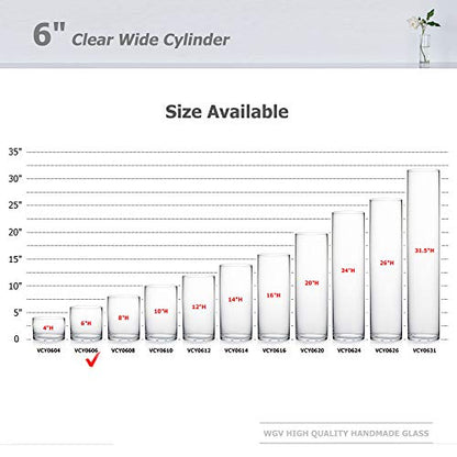 WGV Cylinder Vase, Width 6", Height 6", Clear Glass Container Terrarium Candle Holder for Wedding Centerpiece, Party Event, Home Office Decor, 1 Piece - size: 6 Inch (Pack of 1)