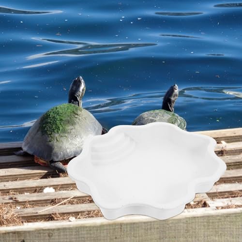 Large Reptile Water Bowl and Turtle Feeding Dish, White Shallow Bathing Pool for Soaking and Drinking, Sturdy Water Dispenser Suitable for Outdoor Turtle and Lizard Habitats