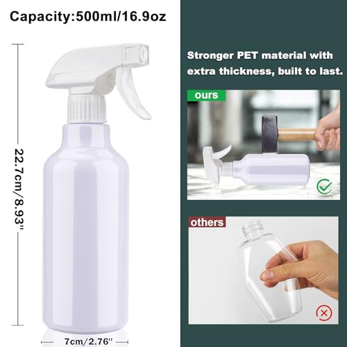 12oz/350ml Plastic Spray Bottles 1 Pack, Adjustable Mist/Stream | Refillable heavy duty spray containers for plants, cooking, hair care and household cleaning - color: 16.9oz-White