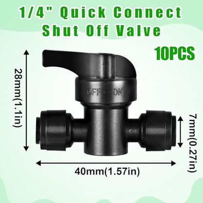 10 Pack 1/4" Quick Connect Fittings Shut Off Valve,1/4 Inch Irrigation Tubing Fittings Anti-Drop Push to Connect Fittings Locked Coupling Valve - size: 10 Pack 1/4" Shut Off Valve