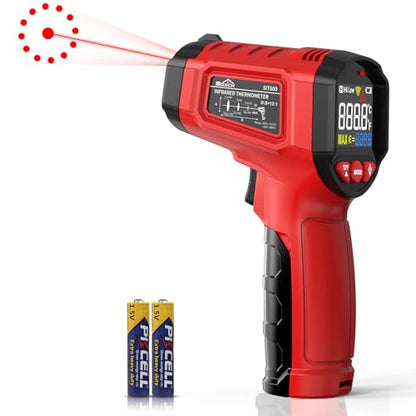 Infrared Thermometer Gun,SQECH Laser Thermometer Gun -58℉～1112℉(-50℃～600℃),Non-Contact Temperature Gun with Adjustable Emissivity&Color Backlight for Cooking, Pizza Oven,BBQ,Fridge,Engine,HVAC(Red) - color: Red(-58℉～1112℉)