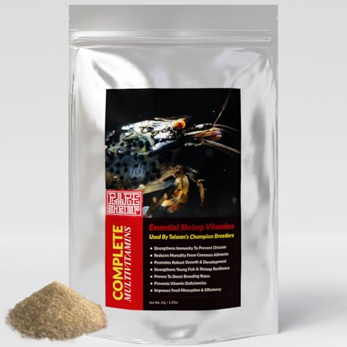 Professional Shrimp Multivitamin Complex - Premium Immunity & Molting Support - Taiwan Breeder Formula with B12, Vitamin C & Folic Acid (35g/1.23oz) for Crystal, Caridina, Cherry, Neocaridina Shrimp