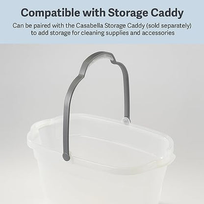 Casabella Cleaning Bucket Rectangular for Mopping or Storage with Handle and Built-In Pour Spouts, 4-Gallon, Clear