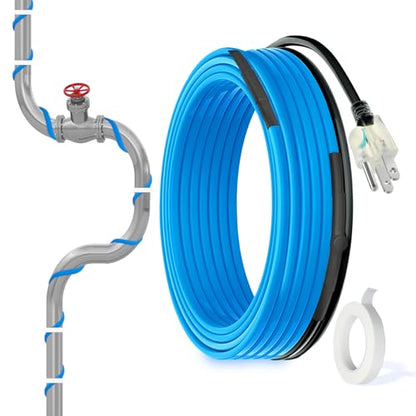 MAXKOSKO 24ft Self Regulating Heat Tape for Water Pipes Heating Cable | Heat Trace Cable with Thermostat Keeps Water Flowing at -40°F, Freeze Protection for Metal & Plastic Pipes,120V 5W/ft - color: 24-feet