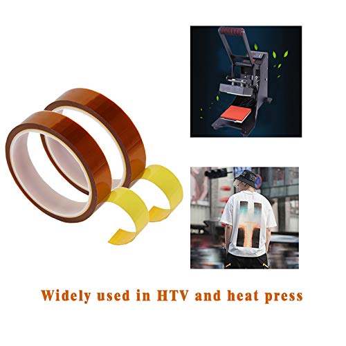 EQUTY BAYMERS 2 Rolls 20mm X 33m 108ft Heat Tape,Adhesive Heat Resistant/Transfer Tape, Heat Vinyl Thermal Sublimation Press Tape,No Residue,Electronics,Soldering,Protecting Circuit Board - size: 20MM 2ROLLS