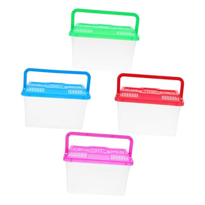 4Pcs Portable Breeding Box for Reptiles Mini Aquarium with Bright Lids Lightweight Travel Fish Tank for Turtles Hamsters and Small Pets Versatile Pet Container