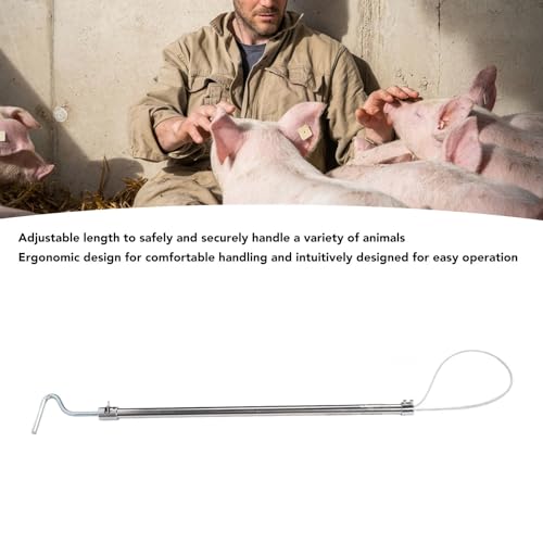 Hog Pig Catcher Pole Stainless Steel Animal Control Tool Adjustable Length for Dogs Pigs Reptiles with Hook T Handle (Hook Handle 75cm) - size: Hook Handle 75cm