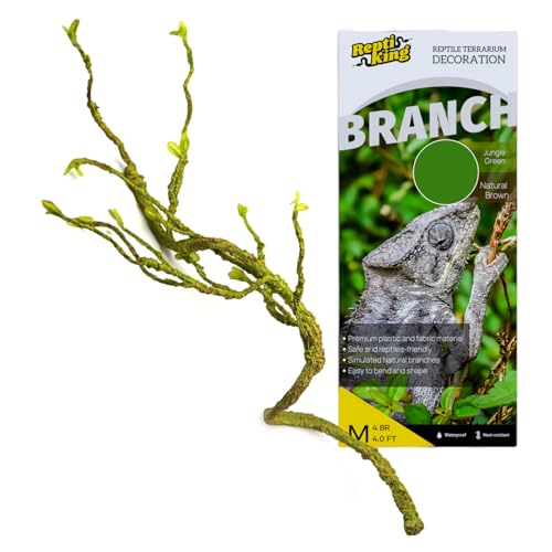 Reptile Terrarium Decor Branch, 45'' Climbing Fake Plants for Reptile Enclosure, Ideal for Chameleon Bearded Dragon Lizard Gecko Tank Accessories - size: Reptile Branch - Medium