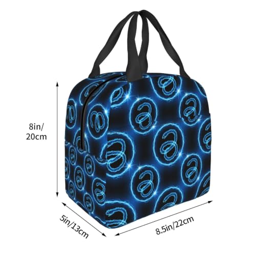 Unisex Snake Print Insulated Lunch Bag Thermal | Blue Snake Pattern, Reusable EVA Leakproof Tote, Compact Size for Gym, Beach & Office - color: Pattern (868)