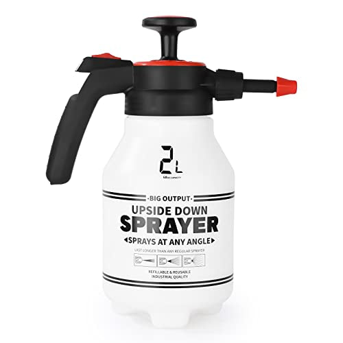 FOSHIO 0.53 Gallon Garden Pump Sprayer, 2L Portable Hand Pump Pressure Water Spray Bottles with Adjustable Nozzle Trigger Lock Sprayer for Home, Lawn and Car Detailing