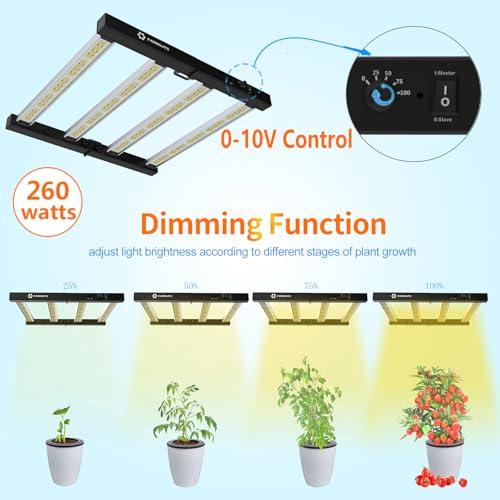 LED Grow Lights for Indoor Plants Full Spectrum Growing Light Bar Plant Hanging Growing Lamps Seedling Daisy Chain Dimmable 4x4ft Coverage - size: 260watts