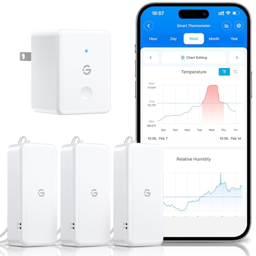 GoveeLife 2.0 WiFi Hygrometer Thermometer with Gateway, Mini Sensor 3-Pack | Temperature and humidity monitor with APP alert, 2yr data & battery, indoor for wine cellar/bedroom/basement, 2.4G Wi-Fi only - style: BT Gateway + 3 Sensor