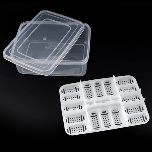 2 Pack Reptile Breeding Box 16 Grids Egg Hatching Incubator for Hatching Egg, Snake, Lizards, Turtle, Lions Mane, Gecko Without Thermometer (White)