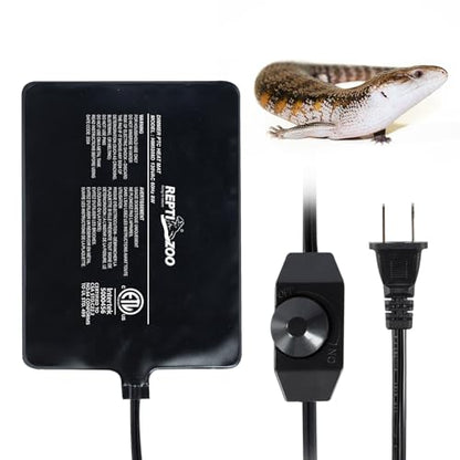 REPTI ZOO 6" X 8" Reptile Heat Pad Fast Heating Pad with Adjust Knob 8W Reptile Heat Mat for Turtles/Hermit Crabs/Bearded Dragons/Leopard Geckos/Snakes/Lizards, and Seed Germination - size: 6" X 8" with Adjust Knob