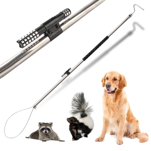 Dog Catcher Pole Animal Catch Pole Control Tool Trap Kit | for Dogs, Pig, Fox, Hog Calf Coyote Bulldog Wolf Goat and Other Wildlife Catching - 52inch with Flashlight