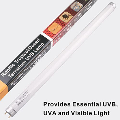 Aiicioo T8 UVB Reptile Light - 10.0 15W Reptile Fluorescent Light Bearded Dragon Desert UVB Bulb 18 inch 15 watt for Chameleon Tortoise Reptile and Amphibian - style: T8 Tube-15W 10.0