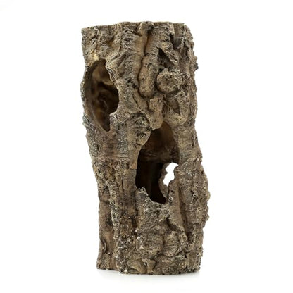Large Reptile Hides Cave, Aquarium Decor Tree Trunk Fish Tank Decorations | 12’’ Large Fish Tank Decor, Bark Texture, Resin Ornament for Reptile Fish Tank 10+ Gal, Hideout for Fish Lizard Leopard Gecko