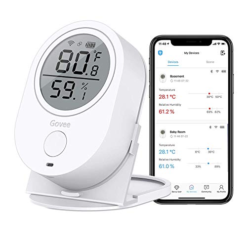 Govee Smart WiFi Thermometer Hygrometer H5051 Indoor with LCD & App Alert | Temperature and humidity monitor greenhouse & wine cellar remotely, get 2-year free data storage export
