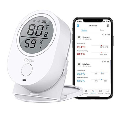 Govee Smart WiFi Thermometer Hygrometer H5051 Indoor with LCD & App Alert | Temperature and humidity monitor greenhouse & wine cellar remotely, get 2-year free data storage export
