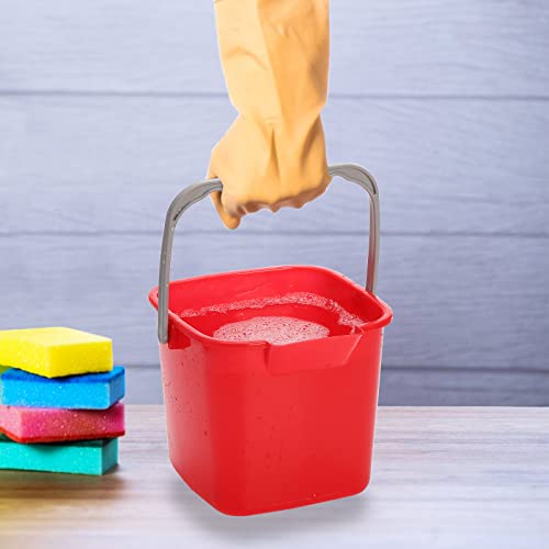 Peohud 4 Pack Sanitizing Buckets, 3 Quart Small Cleaning Pail, Square Detergent Bucket with Spout and Handle for Home, Offices, School, Commercial Use